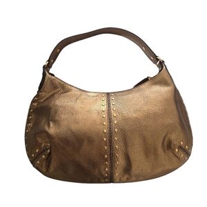 Metallic Bronze Studded Hobo Bag - Women